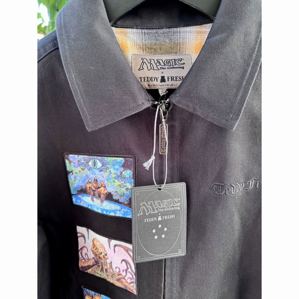 NWT Teddy Fresh x Magic The Gathering Patches Black 100% Cotton Zip Front Jacket - Picture 8 of 11